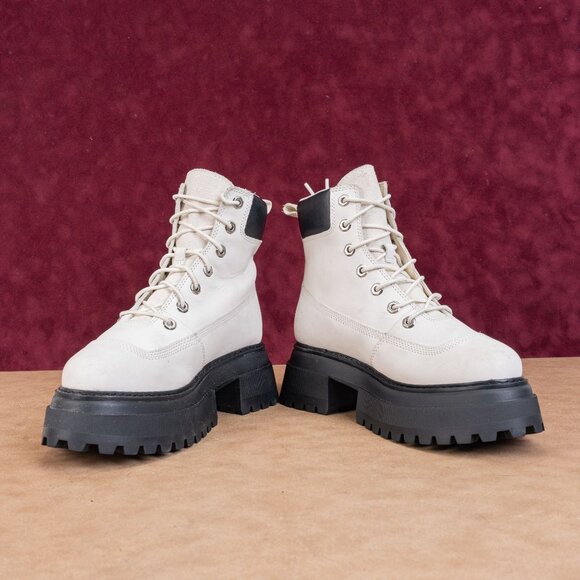 Timberland Women White Nubuck Stompers 6 Sky High Platform Boots sz 8 - Picture 4 of 8
